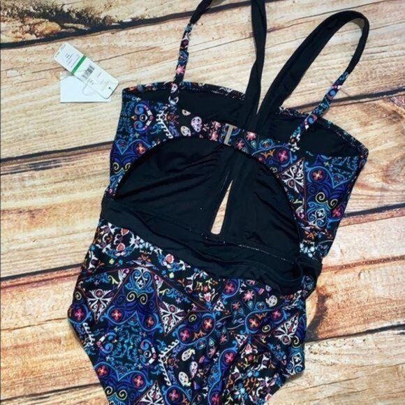 Laundry by Shelli Segul Floral Cutout One-Piece Swimsuit LG - Picture 5 of 6